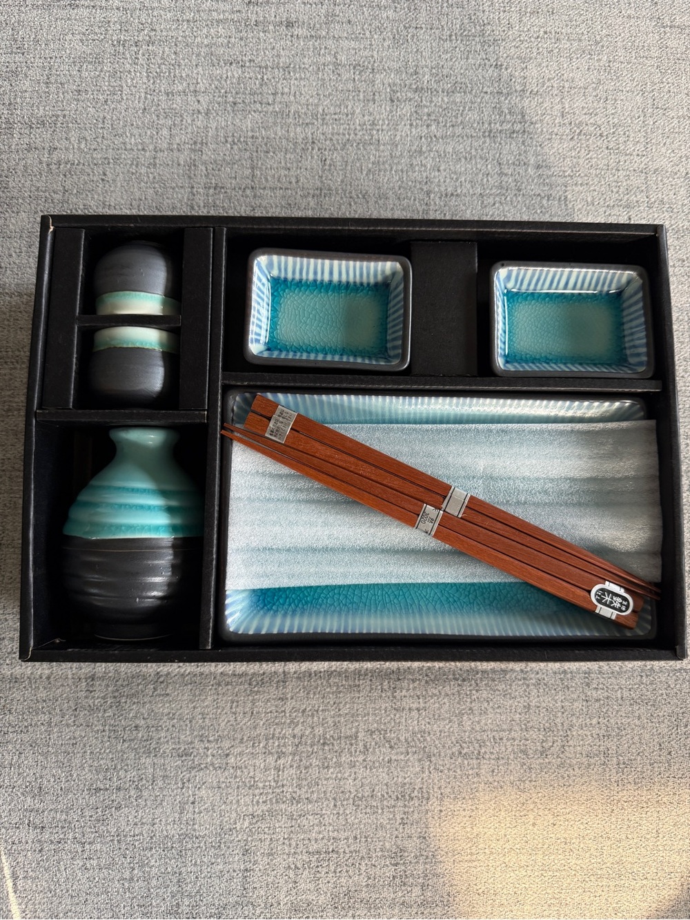 NEW Sushi Set for 2 Turquoise / Blue Ceramic